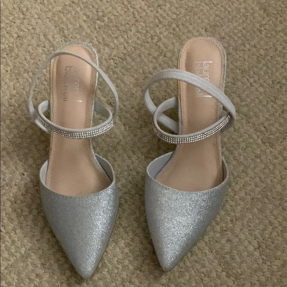 Glamorous Silver Heels with Criss-Cross Straps